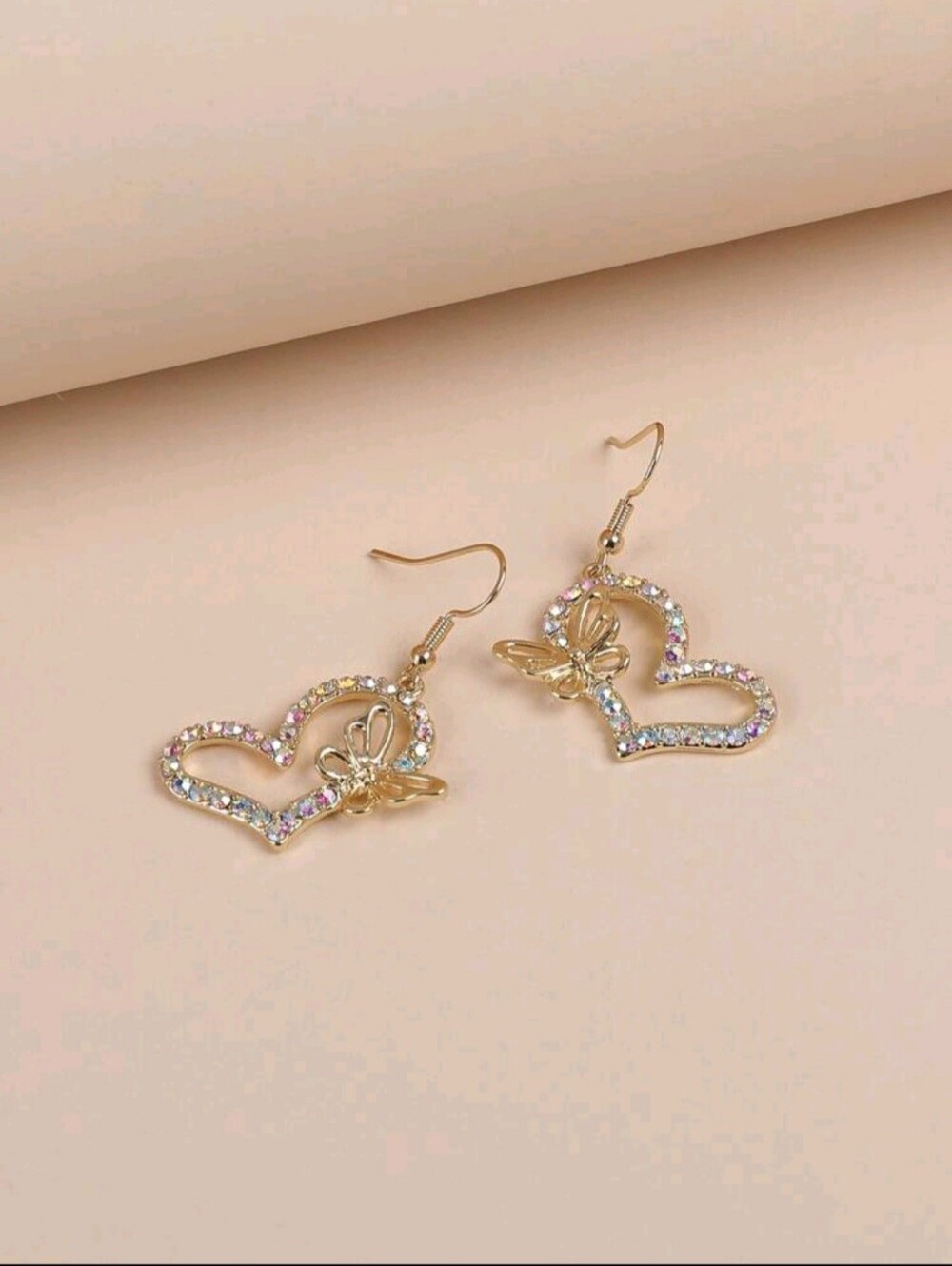 2pcs Rhinestone Heart & Butterfly Decor Earrings Valentines, Mom, Mother, - Picture 15 of 16